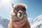 a lama dressed as a climber who conquers mountain