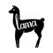 Lama with the inscription llama silhouette logo.