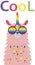 Lama in the Scandinavian style, cool, in rainbow glasses. LGBT freedom concept. No llama problem