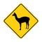 Lama silhouette animal traffic sign yellow vector