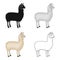 Lama, a South American pack animal. A lame, a cloven-hoofed mammal single icon in cartoon style vector symbol stock