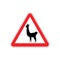 Lama Warning sign red. llama Hazard attention symbol. Danger road sign triangle animal