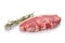 Lamb caree raw red with rosemary white isolated