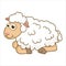 Lamb. Cartoon character young Sheep isolated on white background. Template of cute farm animal. Education card for kids