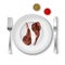 Lamb chop with sauce illustration