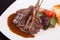 Lamb chops steak with sauteed vegetables and mashed potato
