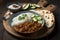 Lamb curry accompanied by fragrant basmati rice, warm naan bread, and a refreshing side of cucumber raita. Generative AI