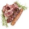 Lamb Cutlets Souvlaki and Kofta with Rosemary Isolated