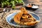 Lamb Ghouzi or quzi rice wrap served in dish isolated on table top view of arabic breakfast