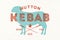 Lamb, kebab. Poster for Butchery meat shop