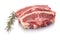 Lamb meat with bones and rosemary white isolated