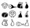 Lamb meat, leg of lamb, lamb shanks and ribs icons set