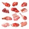 Lamb, pork beef, and other meat pictures in cartoon style