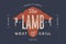 Lamb, sheep. Vintage typography, lettering, retro print