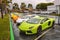 Lamborghini cars parked at the factory authorized dealership in California