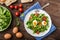 Lambs lettuce salad, hard-boiled eggs