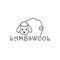 Lambswool logo with cute sheep. Lamb linear outline isolated illustration. Vector drawing.