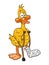 Lame duck with pair of crutches