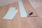 Laminate. Installing laminate at home on a plywood floor