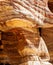 Laminated sandstone in Petra, Jordan, with strong red, yellow, orange and brown colours