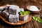 Lamington cakes with chocolate and coconut coating