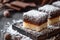 Lamingtons, sponge cake with chocolate and coconut