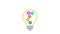 Lamp bulb with 5 gears cog wheels rotating inside, turns on and off, multicolored simple outline flat icon. Animated idea,