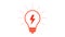 Lamp bulb with lightning, turns on, blink, simple outline flat icon, colors â€“ yellow, red, green. Animated idea, energy sign.