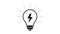 Lamp bulb with lightning, turns on and off, simple outline flat icon. Animated idea, energy, power sign. Gloving incandescent lamp