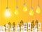 Lamp Business on yellow background and urban Success modern Idea and Concept