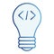 Lamp flat icon. Light bulb blue icons in trendy flat style. Lamp with punctuation marks gradient style design, designed