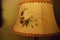 Lamp with Flower-patterned Shade next to Vintage Retro Antique Landline Wall Phone