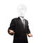 Lamp head businessman open palm hand gesture