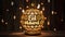 Lamp intricately crafted with Eid Mubarak message, festive ambiance