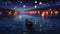 lamp night river travel boat water lantern festival light celebration. Generative AI.