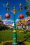 Lamp post with chinese lanterns