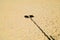 Lamp post shadow on sand texture backdrop