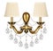 lamp, sconce bronze vintage with crystal pendants o