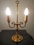 Lamp, table lamp, brass with luminous candle lamps, classic, elegant, retro style