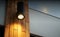 Lamp on wooden tile decoration pole with turn on light in dark time