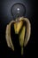 Lampanana, banana lamp bulb with dark background