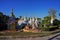 Lampang province, Thailand, December23,2018, Budhist temple with cluster historic pagodas