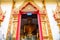LAMPHUN, THAILAND - December 10, 2019 : Ancient Buddha statue in Phra That Hariphunchai temple