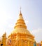 LAMPHUN, THAILAND - Mar 21, 2018 at Wat Phra That Hariphunchai, beautiful golden pagoda with Lanna style temple in Lamphun