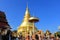 LAMPHUN, THAILAND - NOVEMBER 19,2020 ; Wat Prathat Hariphunchai is Beautiful golden pagoda  temple is famous tourist attraction lo