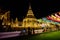 LAMPHUN, THAILAND - October 28, 2020 : Phra That Hariphunchai Pagoda with Lanna Style Lantern at Night