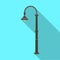 Lamppost with a conic bubble.Lamppost single icon in flat style vector symbol stock illustration web.