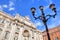 Lamppost and Trevi Fountain, Rome, Italy.