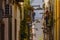 lamps and flowerpots on balconies