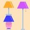 Lamps furniture set light electric. Electricity table lamps decoration modern, classic bright bulb. Energy interior